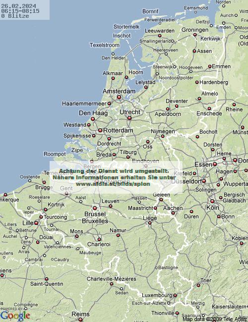 Blitze Niederlande 07:15 UTC Mo, 26.02.2024