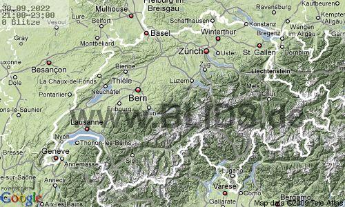 Blitze Schweiz 21:00 UTC Fr, 30.09.2022