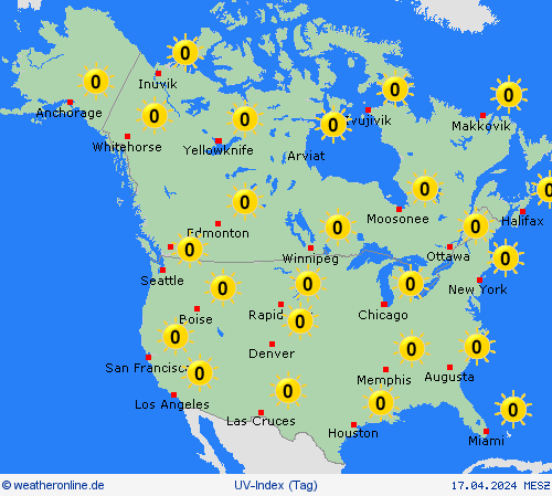 uv-index  Nordamerika Vorhersagekarten