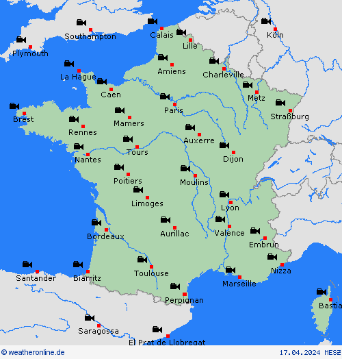 webcam Frankreich Europa Vorhersagekarten
