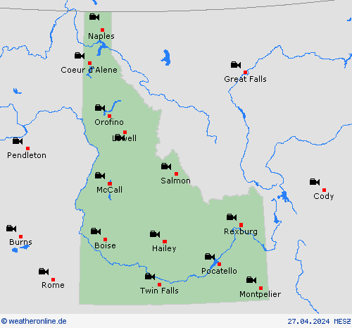 webcam Idaho Nordamerika Vorhersagekarten