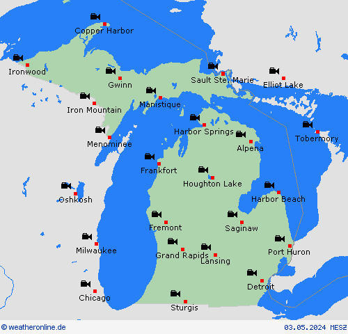 webcam Michigan Nordamerika Vorhersagekarten