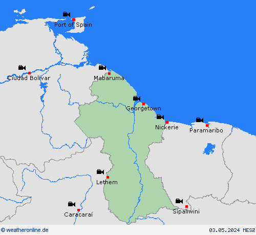 webcam Guyana Südamerika Vorhersagekarten