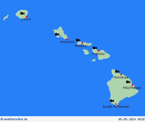 webcam Hawaii Nordamerika Vorhersagekarten