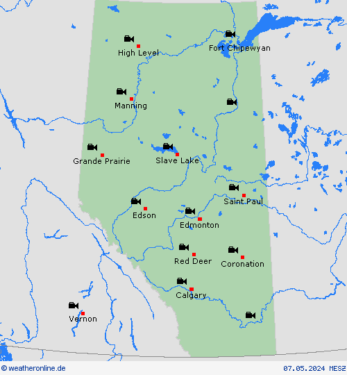 webcam Alberta Nordamerika Vorhersagekarten