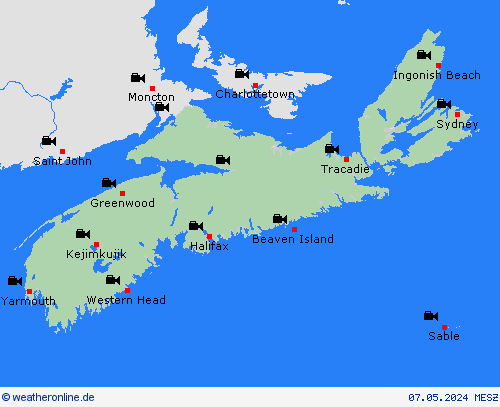 webcam Nova Scotia Nordamerika Vorhersagekarten