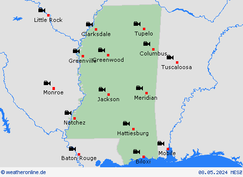 webcam Mississippi Nordamerika Vorhersagekarten