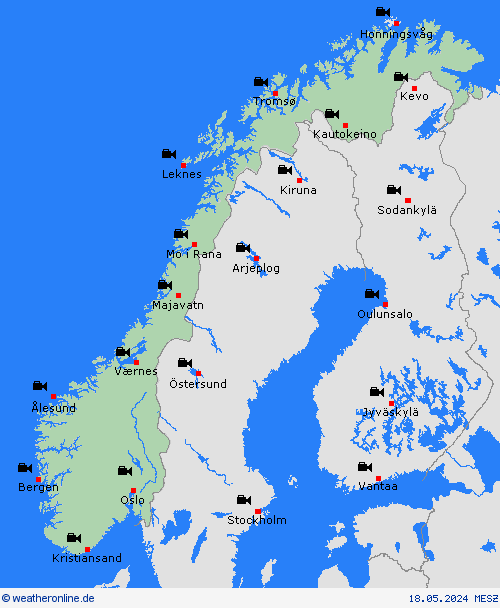 webcam Norwegen Europa Vorhersagekarten