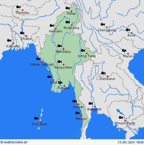 webcam Myanmar Asien Vorhersagekarten