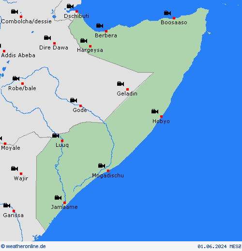webcam Somalia Afrika Vorhersagekarten